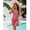 imageBlooming Jelly Womens Bikini Set Two Piece Swimsuit Triangle Top String Mid Rise Bottom Cheeky Bathing SuitHot Pink
