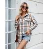 imageBlooming Jelly Womens Flannel Plaid Shirts Button Down Long Sleeve Fall Shackets Jackets 2025 with PocketsGrey Brown