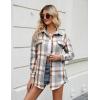 imageBlooming Jelly Womens Flannel Plaid Shirts Button Down Long Sleeve Fall Shackets Jackets 2025 with PocketsGrey Brown