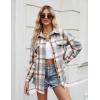 imageBlooming Jelly Womens Flannel Plaid Shirts Button Down Long Sleeve Fall Shackets Jackets 2025 with PocketsGrey Brown