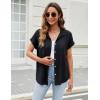 imageBlooming Jelly Womens Linen Button Down Shirts Business Dressy Casual Tops Short Sleeve Pleated Blouses 2024 Summer OutfitsBlack