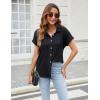 imageBlooming Jelly Womens Linen Button Down Shirts Business Dressy Casual Tops Short Sleeve Pleated Blouses 2024 Summer OutfitsBlack