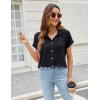 imageBlooming Jelly Womens Linen Button Down Shirts Business Dressy Casual Tops Short Sleeve Pleated Blouses 2024 Summer OutfitsBlack