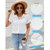 imageBlooming Jelly Womens Linen Button Down Shirts Business Dressy Casual Tops Short Sleeve Pleated Blouses 2024 Summer OutfitsWhite