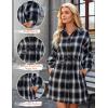 imageBlooming Jelly Womens Plaid Dress Flannel Puff Sleeve Dress Button Down Casual Dresses for Women 2023 with PocketsBlack and White Plaid