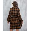 imageBlooming Jelly Womens Plaid Dresses Flannel Babydoll Dress Casual Tunic Dress Long Sleeve Fall Dresses with PocketsBrown Plaid