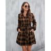 imageBlooming Jelly Womens Plaid Dresses Flannel Babydoll Dress Casual Tunic Dress Long Sleeve Fall Dresses with PocketsBrown Plaid