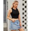 imageBlooming Jelly Womens Ribbed Tank Tops High Neck Fitted Knit Sleeveless Crop Tops Ladies Trendy Going Out Summer Tanks 2024Black