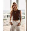 imageBlooming Jelly Womens Ribbed Tank Tops High Neck Fitted Knit Sleeveless Crop Tops Ladies Trendy Going Out Summer Tanks 2024Brown Coffee
