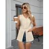 imageBlooming Jelly Womens Summer Tank Tops Button Down Sleeveless Vest Dressy Casual Blouses Business V Neck OutfitsApricot