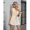 imageBlooming Jelly Womens Summer Tank Tops Button Down Sleeveless Vest Dressy Casual Blouses Business V Neck OutfitsApricot