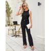 imageBlooming Jelly Womens Summer Tank Tops Color Block Business Casual Outfits Satin Silk Sleeveless Shirts 2025Black