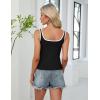 imageBlooming Jelly Womens Sweetheart Neck Tank Tops Sleeveless Built in Bra Ribbed Shirts Color Block Summer OutfitsBlack