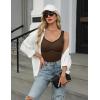 imageBlooming Jelly Womens Sweetheart Neck Tank Tops Sleeveless Built in Bra Ribbed Shirts Color Block Summer OutfitsBrown