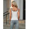 imageBlooming Jelly Womens Sweetheart Neck Tank Tops Sleeveless Built in Bra Ribbed Shirts Color Block Summer OutfitsWhite