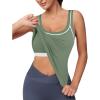 imageBlooming Jelly Women Workout Tank Tops Color Block Athletic Tops Crop Yoga Tops with Built in BraArmy Green