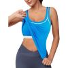 imageBlooming Jelly Women Workout Tank Tops Color Block Athletic Tops Crop Yoga Tops with Built in BraBlue
