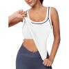imageBlooming Jelly Women Workout Tank Tops Color Block Athletic Tops Crop Yoga Tops with Built in BraWhite