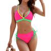 imageBlooming Jelly Womens Bikini Set Two Piece Swimsuit Triangle Top String Mid Rise Bottom Cheeky Bathing SuitHot Pink