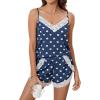 imageBlooming Jelly Womens Cami Pajama Sets Cute Heart Printed Pjs Sexy Sleepwear 2 Piece V Neck Pj Sets Cozy Loungewear Blue Large