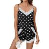imageBlooming Jelly Womens Cami Pajama Sets Cute Heart Printed Pjs Sexy Sleepwear 2 Piece V Neck Pj Sets Cozy LoungewearBlack