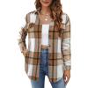 imageBlooming Jelly Womens Flannel Plaid Shirts Button Down Long Sleeve Fall Shackets Jackets 2025 with PocketsKhaki