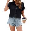 imageBlooming Jelly Womens Linen Button Down Shirts Business Dressy Casual Tops Short Sleeve Pleated Blouses 2024 Summer OutfitsBlack