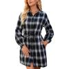 imageBlooming Jelly Womens Plaid Dress Flannel Puff Sleeve Dress Button Down Casual Dresses for Women 2023 with PocketsBlack and White Plaid