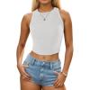 imageBlooming Jelly Womens Ribbed Tank Tops High Neck Fitted Knit Sleeveless Crop Tops Ladies Trendy Going Out Summer Tanks 2024White