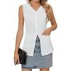 imageBlooming Jelly Womens Summer Tank Tops Button Down Sleeveless Vest Dressy Casual Blouses Business V Neck OutfitsWhite