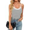 imageBlooming Jelly Womens Tank Top with Built in Bra Ribbed Sleeveless Shirts Cute Summer Camisoles Trendy Clothes 2025White Stripe