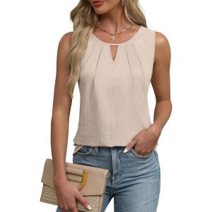 imageBlooming Jelly Womens Business Casual Tank Top Summer Sleeveless Outfits 2025 Spring Trendy Dressy Work ShirtBeige