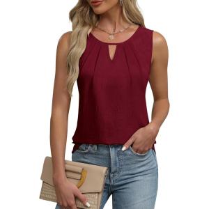 imageBlooming Jelly Womens Business Casual Tank Top Summer Sleeveless Outfits 2025 Spring Trendy Dressy Work ShirtBerry Red