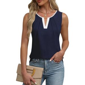 imageBlooming Jelly Womens Business Casual Tank Top Summer Sleeveless Outfits 2025 Spring Trendy Dressy Work ShirtBlue White