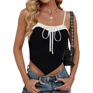 imageBlooming Jelly Womens Summer Crop Tank Tops Sexy Going Out Outfits 2025 Sleeveless Shirt Y2k Camisole Fashion ClothesBlack