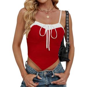 imageBlooming Jelly Womens Summer Crop Tank Tops Sexy Going Out Outfits 2025 Sleeveless Shirt Y2k Camisole Fashion ClothesRed