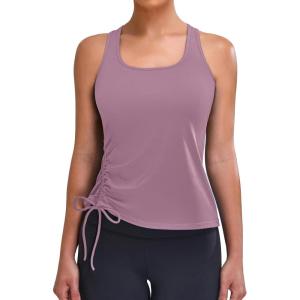 imageBlooming Jelly Womens Workout Tank Tops Sleeveless Running Athletic Shirts Drawstring Racerback Gym Clothes 2025Purple
