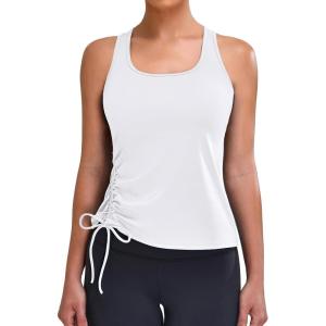 imageBlooming Jelly Womens Workout Tank Tops Sleeveless Running Athletic Shirts Drawstring Racerback Gym Clothes 2025White