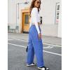 imageBlooming Jelly Cargo Pants for Women Lightweight Y2K Pants Casual Wide Leg Hiking Pants with Pockets Parachute PantsBlue