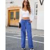 imageBlooming Jelly Cargo Pants for Women Lightweight Y2K Pants Casual Wide Leg Hiking Pants with Pockets Parachute PantsBlue