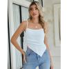 imageBlooming Jelly Women Sexy Casual Crop Tank Tops Summer Going Out Top Asymmetrical Hem Y2k Spaghetti Strap Tank Top ShirtWhite