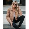 imageBlooming Jelly Womens Corduroy Jacket Cropped Plaid Shacket Button Down Long Sleeve Shirts with PocketsKhaki