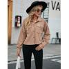 imageBlooming Jelly Womens Corduroy Jacket Cropped Plaid Shacket Button Down Long Sleeve Shirts with PocketsKhaki