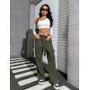 imageBlooming Jelly Womens High Waisted Baggy Cargo Pants Flap Pocket Y2K Pants Drawstring Relaxed Fit Pants 2023Barmy Green