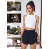 imageBlooming Jelly Womens High Waisted Running Shorts Athletic Workout Shorts Quick Dry Pants with Zipper PocketNavy Blue