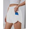 imageBlooming Jelly Womens High Waisted Running Shorts Athletic Workout Shorts Quick Dry Pants with Zipper PocketWhite