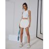 imageBlooming Jelly Womens High Waisted Running Shorts Athletic Workout Shorts Quick Dry Pants with Zipper PocketWhite
