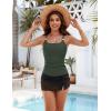 imageBlooming Jelly Womens Tankini Swimsuits Tummy Control Bathing Suit Modest Swim Suits 2025 Two Piece Mesh Metal SwimwearGreen and Black