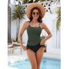 imageBlooming Jelly Womens Tankini Swimsuits Tummy Control Bathing Suit Modest Swim Suits 2025 Two Piece Mesh Metal SwimwearGreen and Black