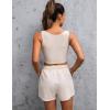 imageBlooming Jelly Womens Two Piece Lounge Sets 2 Piece Shorts Outfits Sets Sleeveless Crop Tank and Shorts SweatsuitsBeige